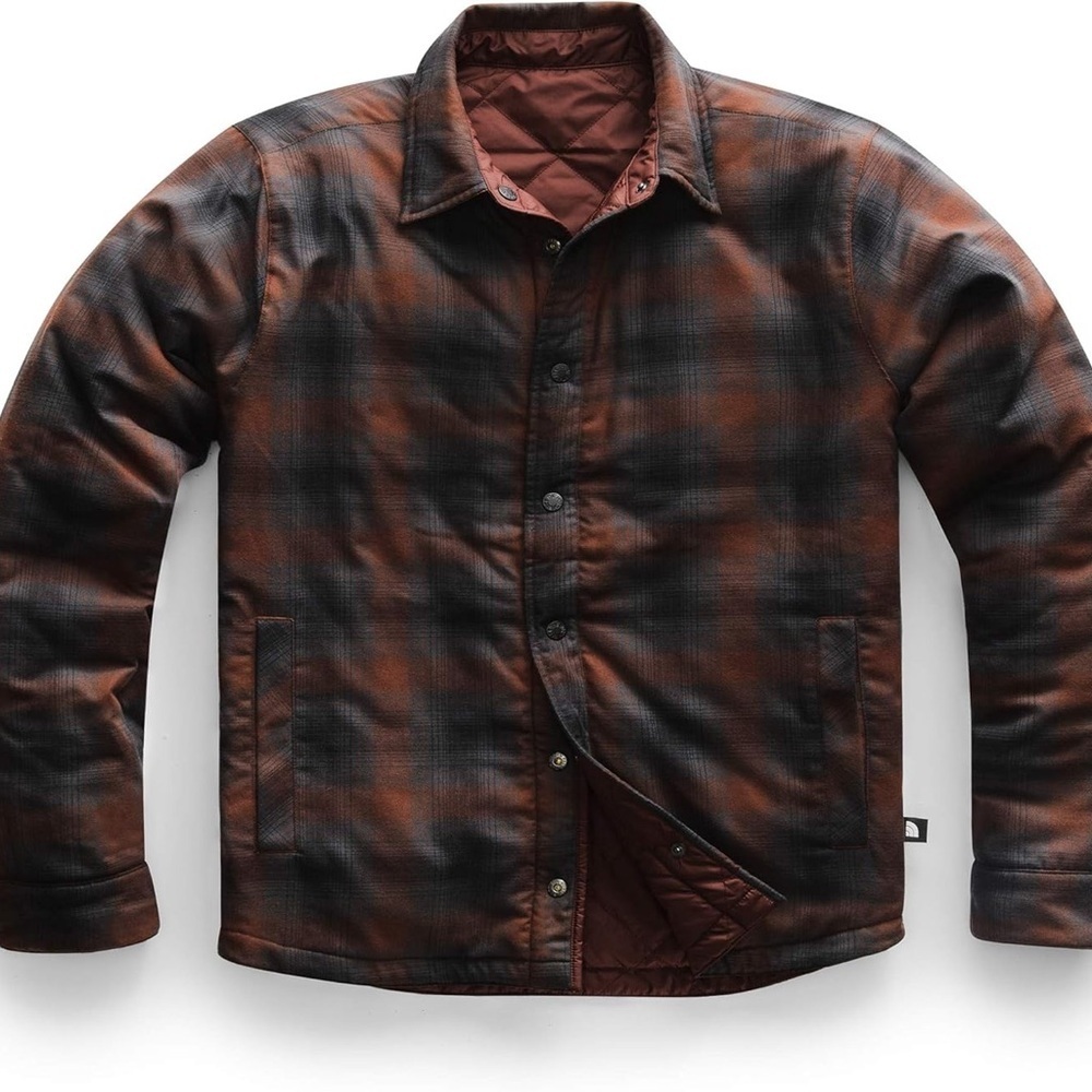 THE NORTH FACE Fort Point Insulated Reversible Flannel Sequoia Red Mens Small - Picture 2 of 15